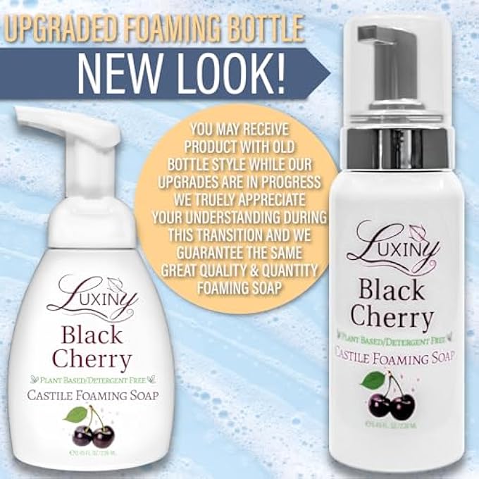 Luxiny CASTILE SOAP, LIQUID FOAMING HAND SOAP, HAND WASH FOR THE KITCHEN & BATHROOM, PALM OIL FREE, VEGAN & CRUELTY FREE, MADE IN THE USA, 8.45 OZ., 2 PACK (BLACK CHERRY) - Image 2